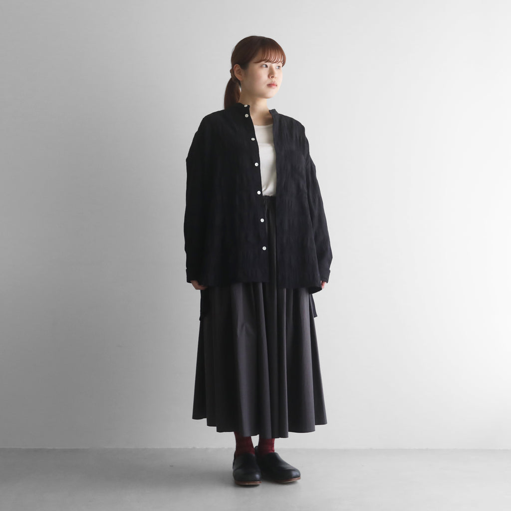 柄二重織シャトルジャガードバンドカラーオーバーシャツ【ユニセックス】015
