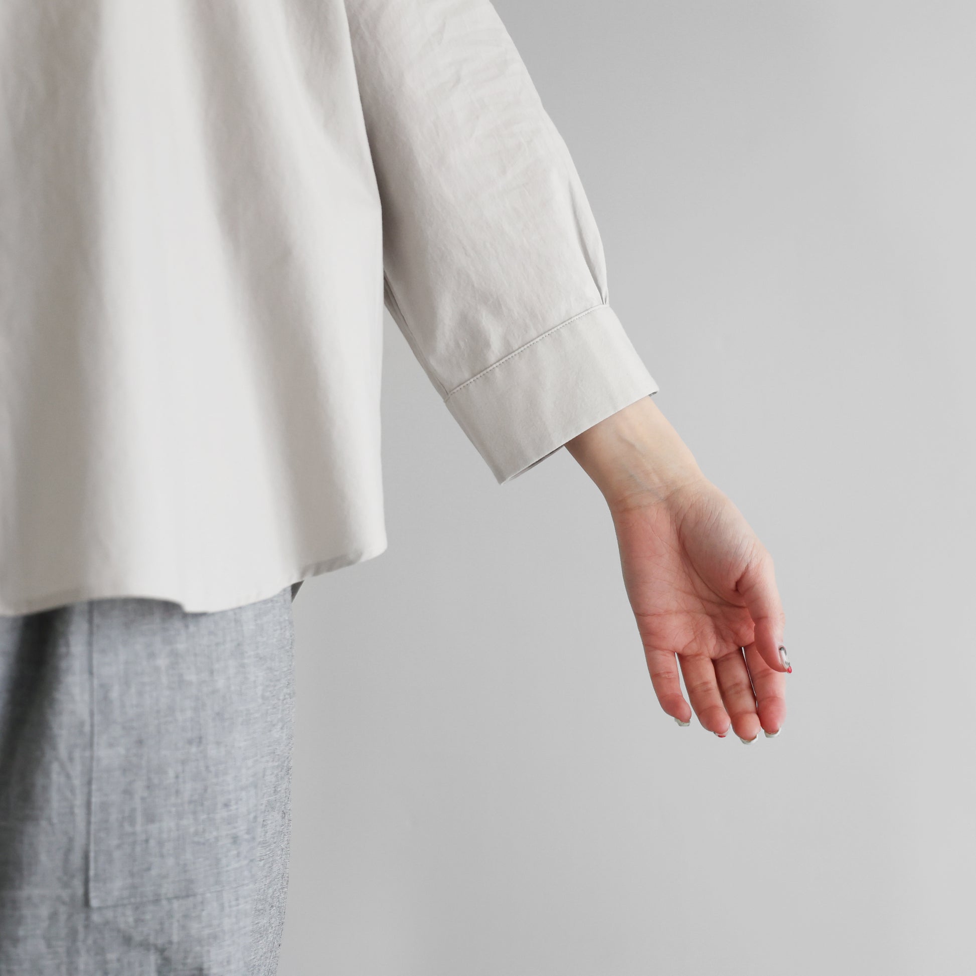 8分袖オーガニックコットンワイドブラウス【レディス】U108
