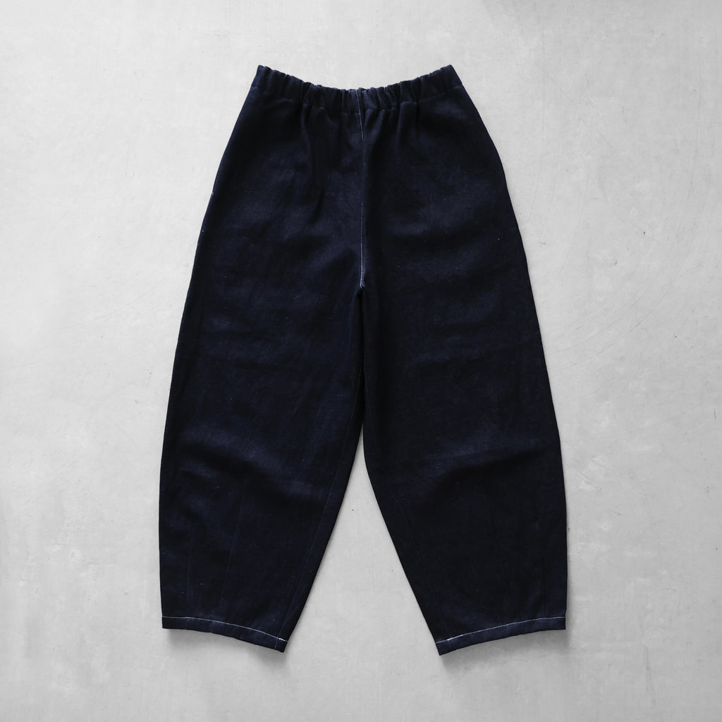 “HUIS×三備”綿麻シャトルデニムバルーンパンツロング【ユニセックス】506L