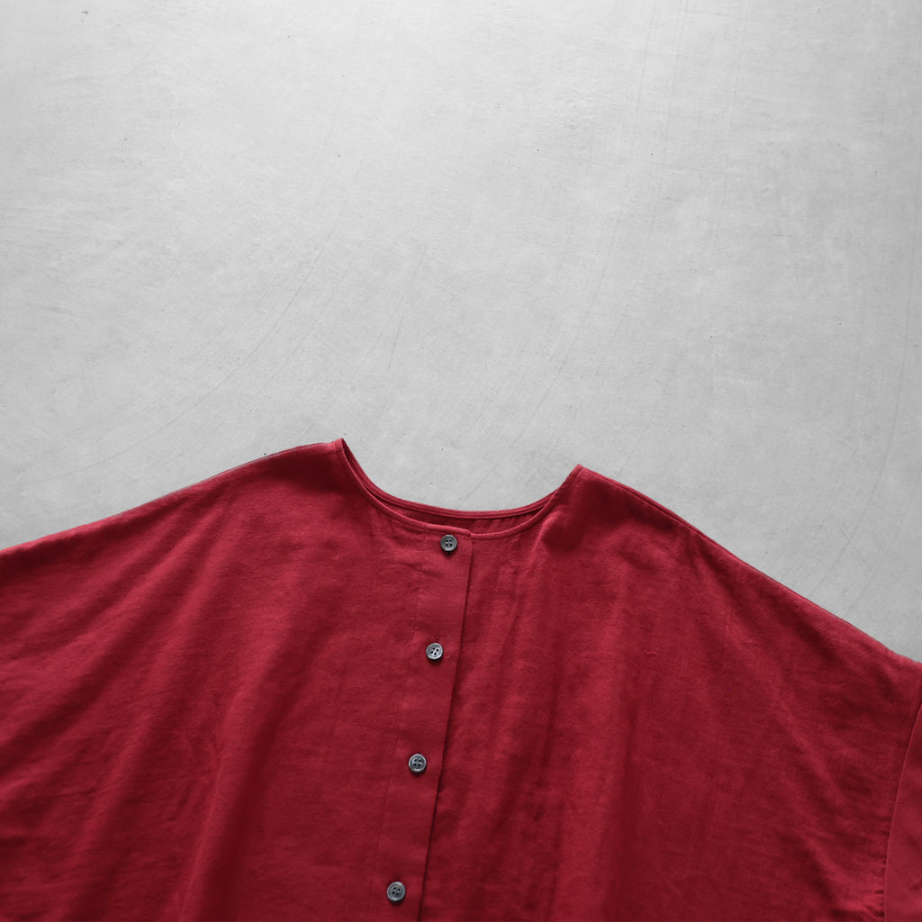 シャトルダブルガーゼバックボタン2way半袖ブラウス【レディス】U615