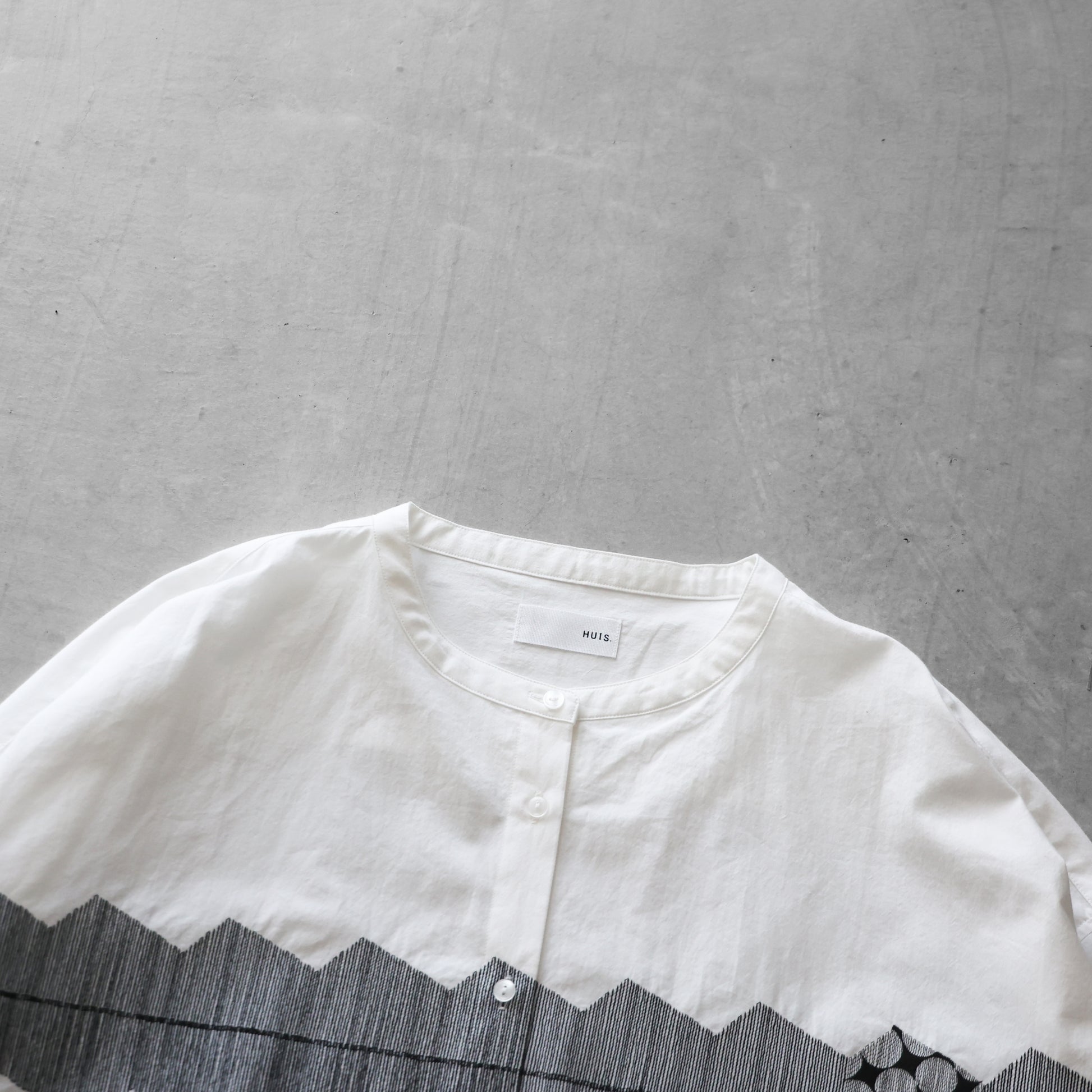 オーガニックコットン刺繍バンドカラーワイドブラウス【レディス】U104EM