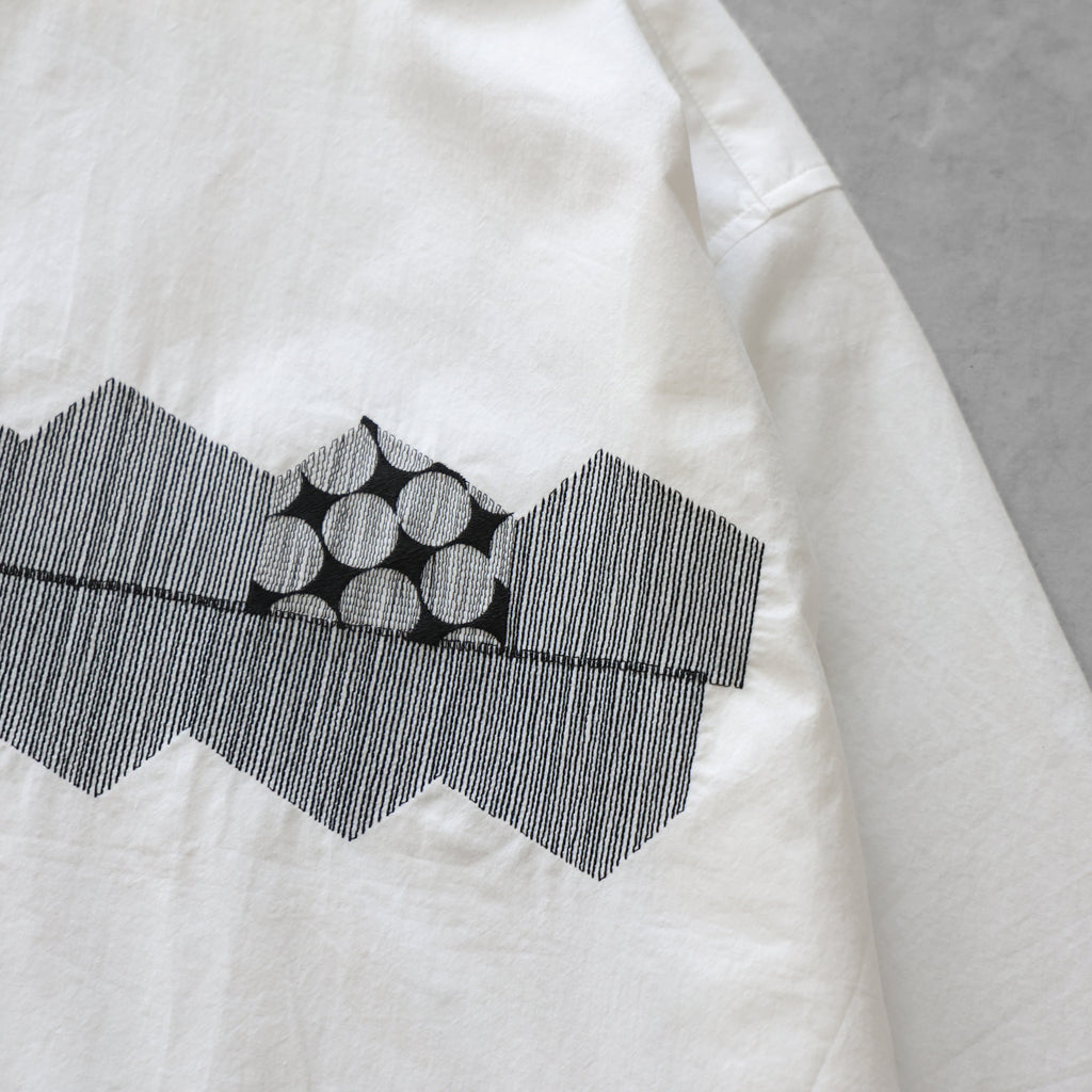 オーガニックコットン刺繍バンドカラーワイドブラウス【レディス】U104EM