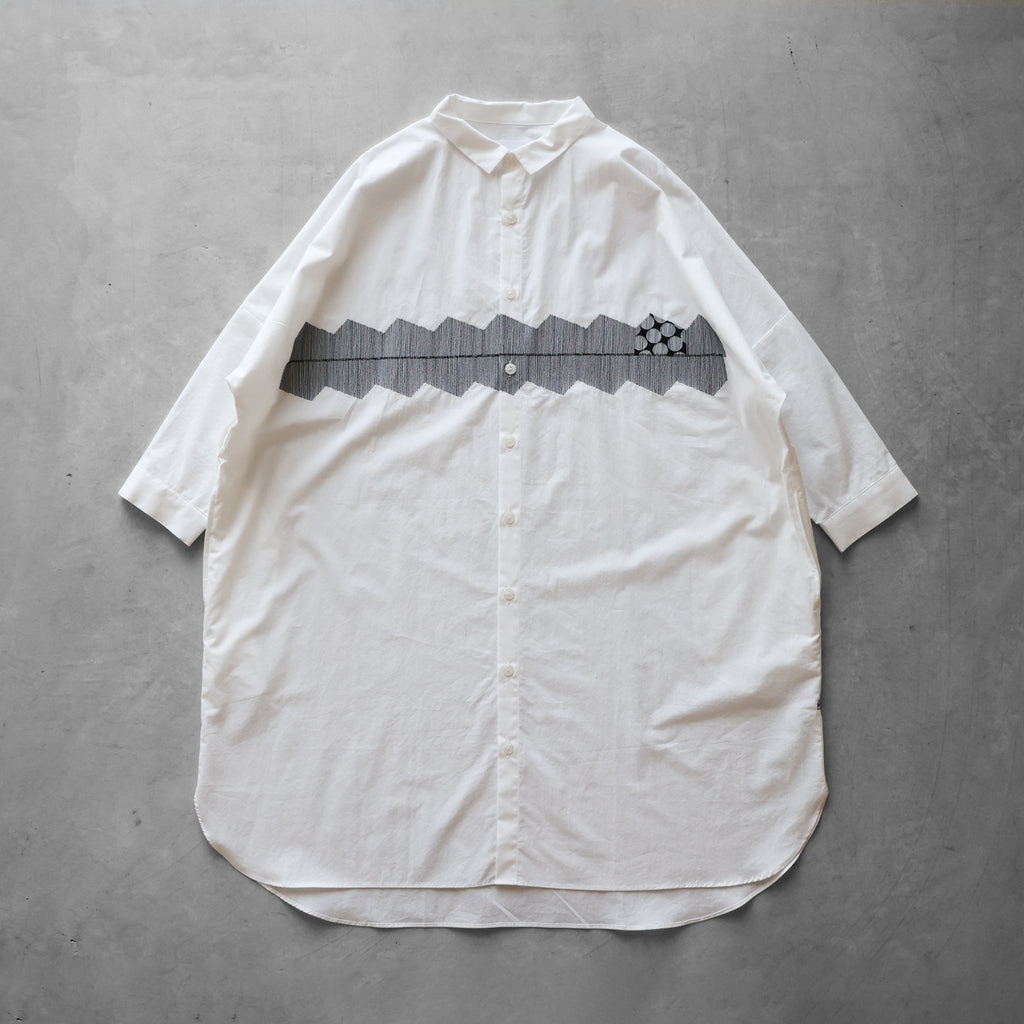 オーガニックコットン刺繍ロングシャツ【ユニセックス】004EM