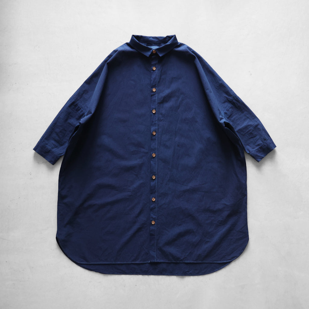 （受注生産）HUIS×sayu 本藍染めコットンロングシャツ【ユニセックス】004