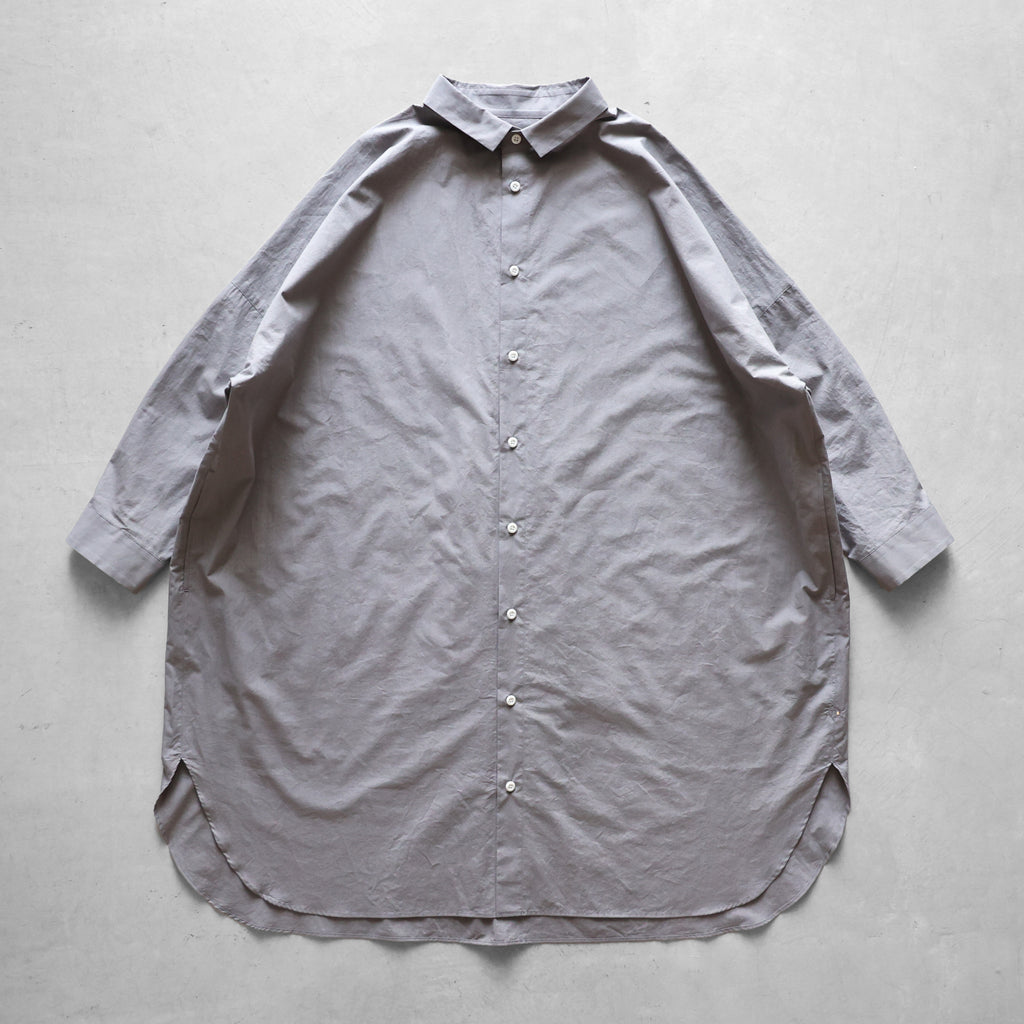 【暮らしのおへそ一田さん×HUISコラボ】タイプライタークロスコットンおへそロングシャツ【ユニセックス】IH016