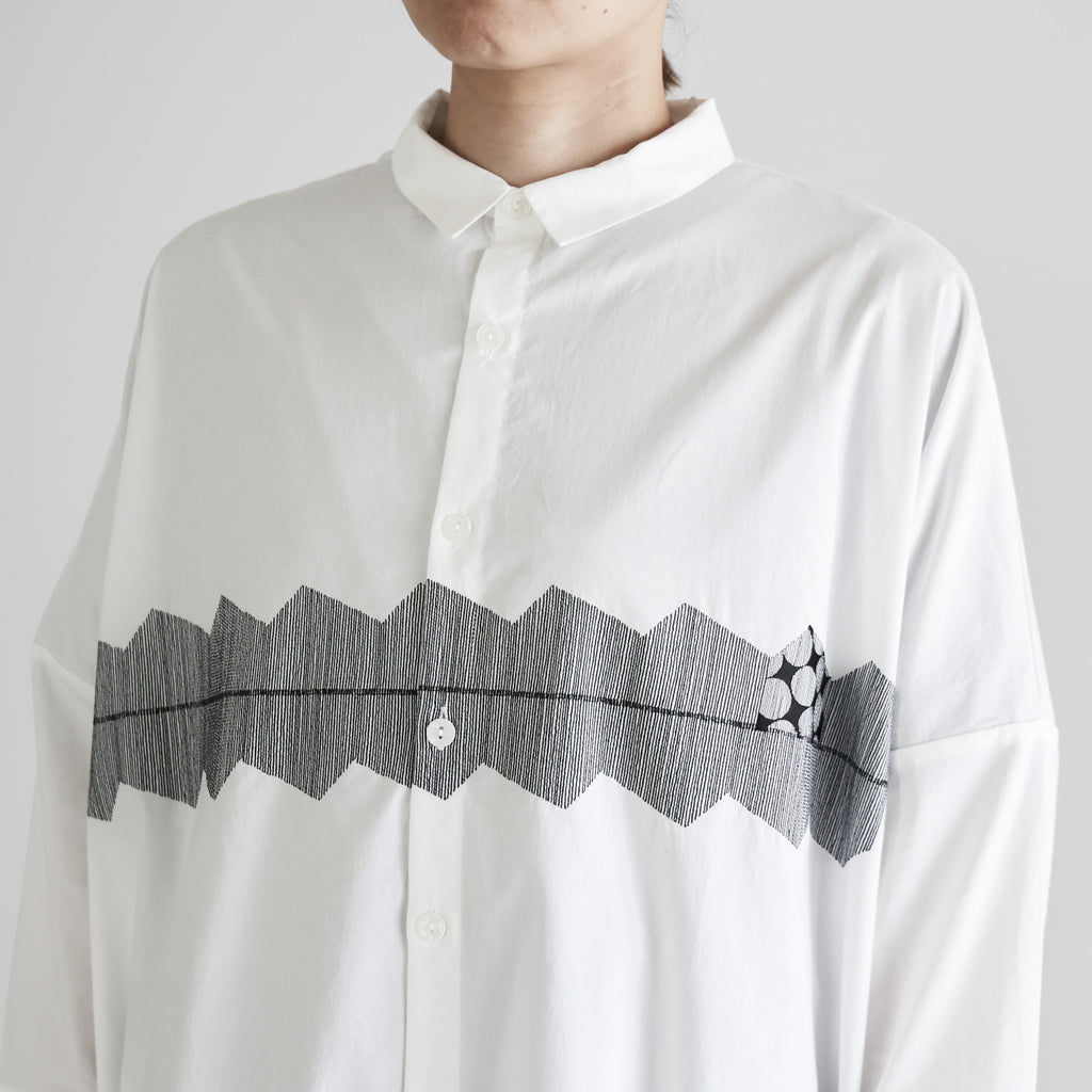 オーガニックコットン刺繍ロングシャツ【ユニセックス】004EM