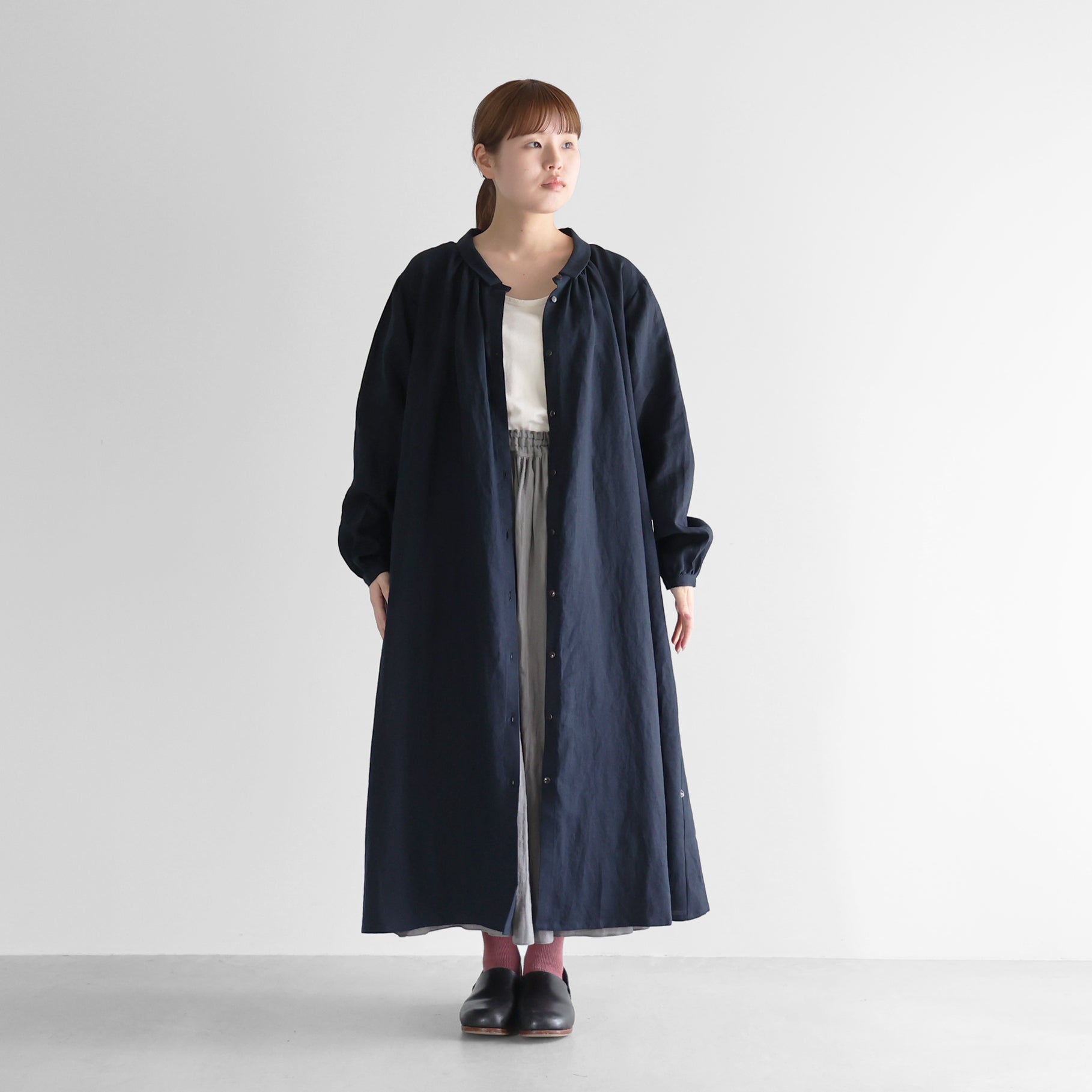 オールドレピアリネン前開きロングワンピース【レディス】 U217