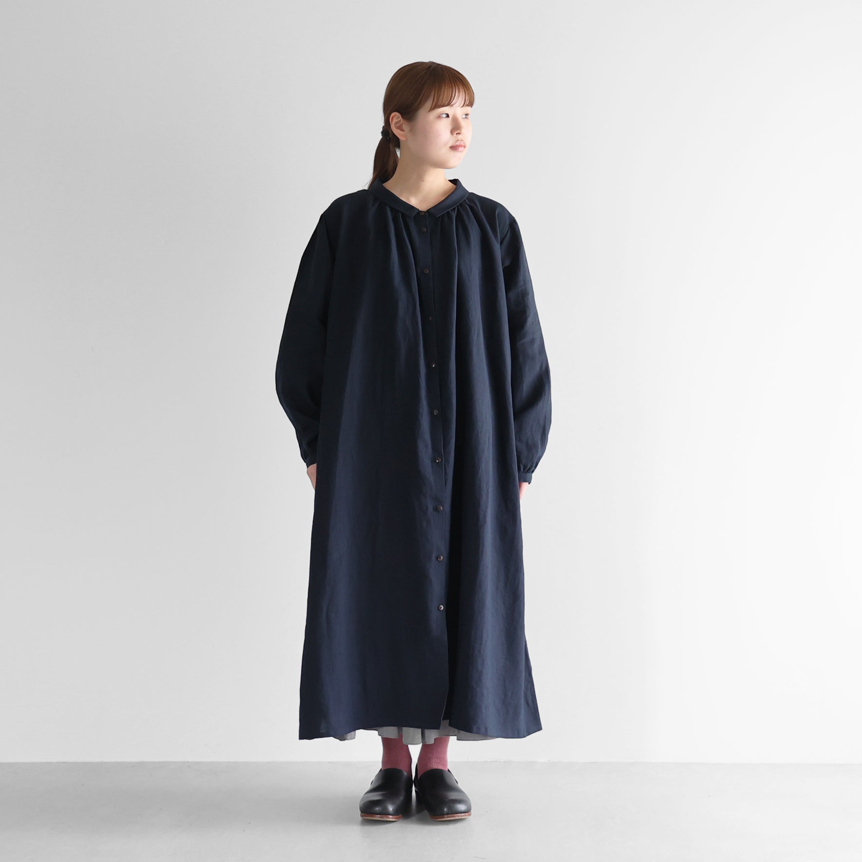 オールドレピアリネン前開きロングワンピース【レディス】 U217