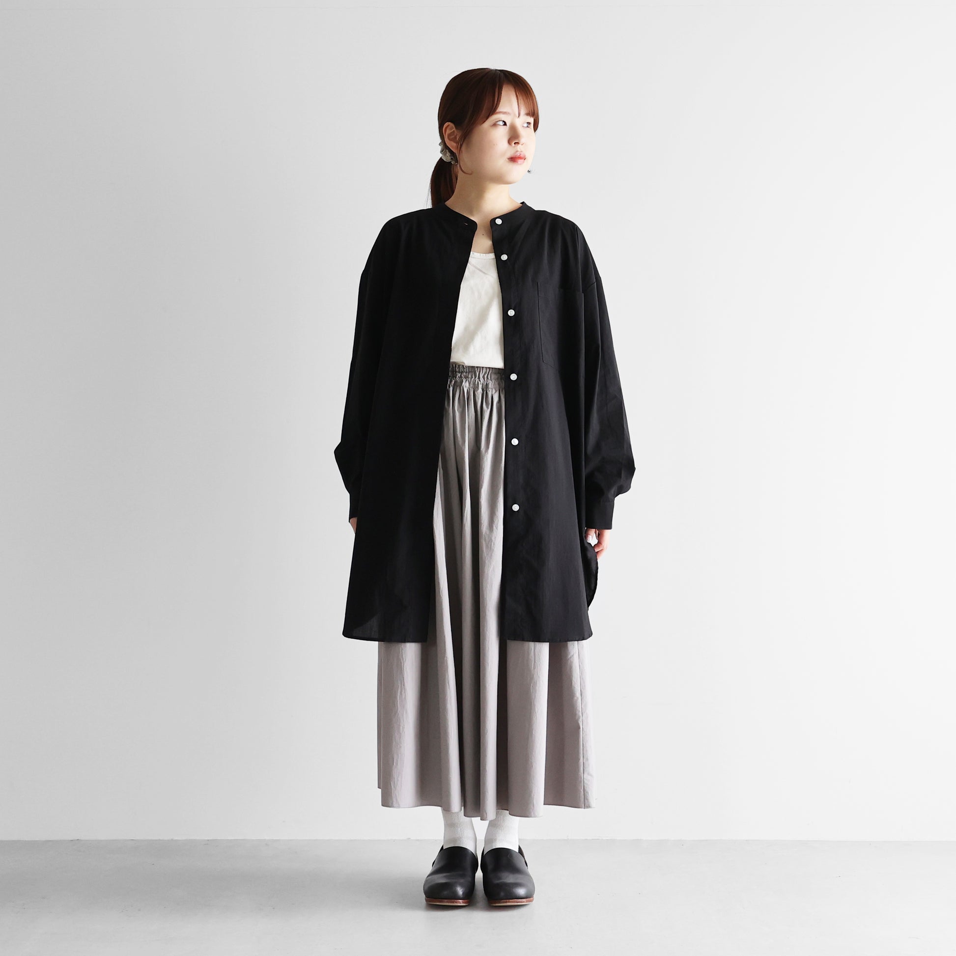 ゆるふわコットン比翼ロングシャツ【レディス】021