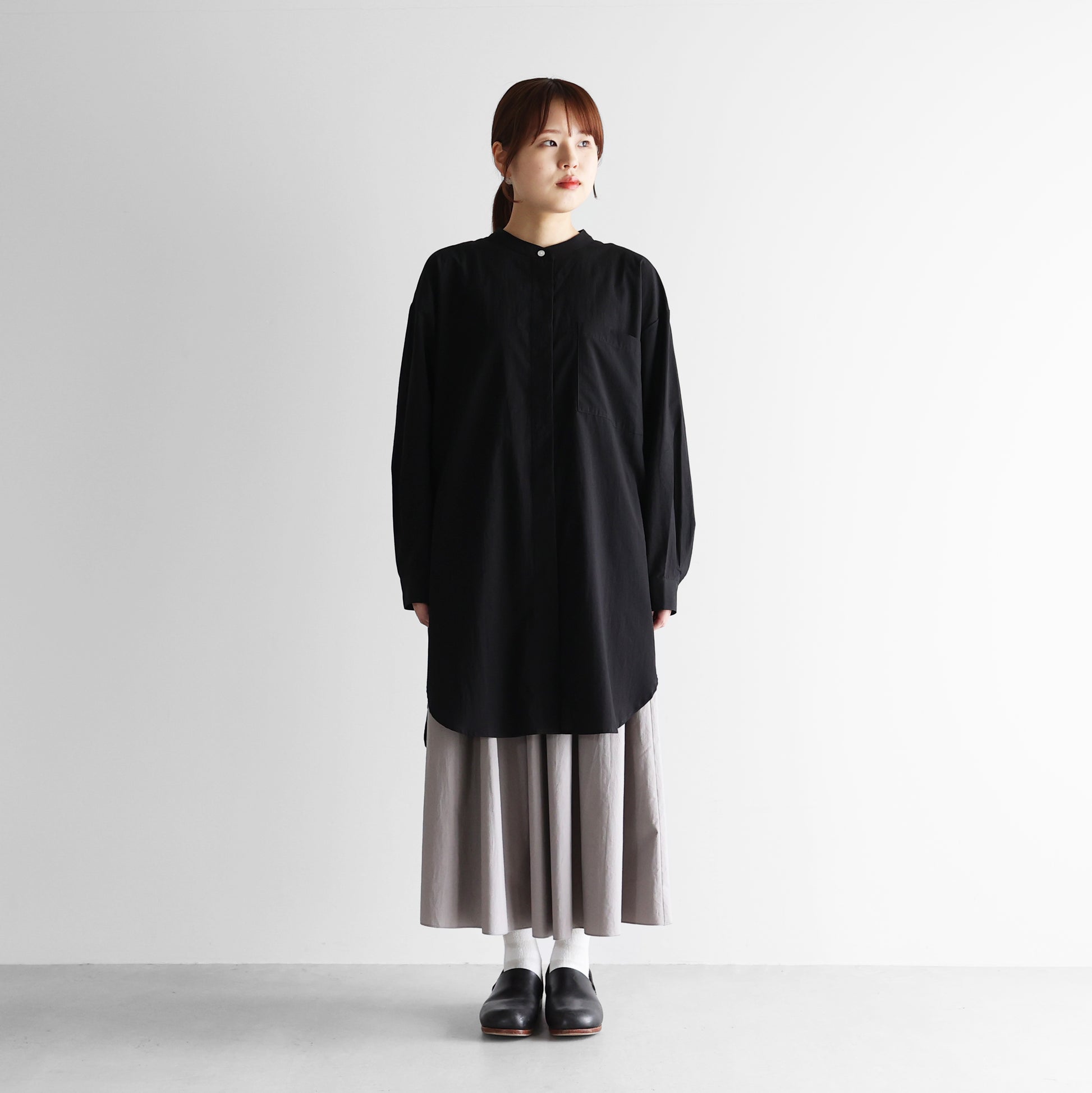 ゆるふわコットン比翼ロングシャツ【レディス】021