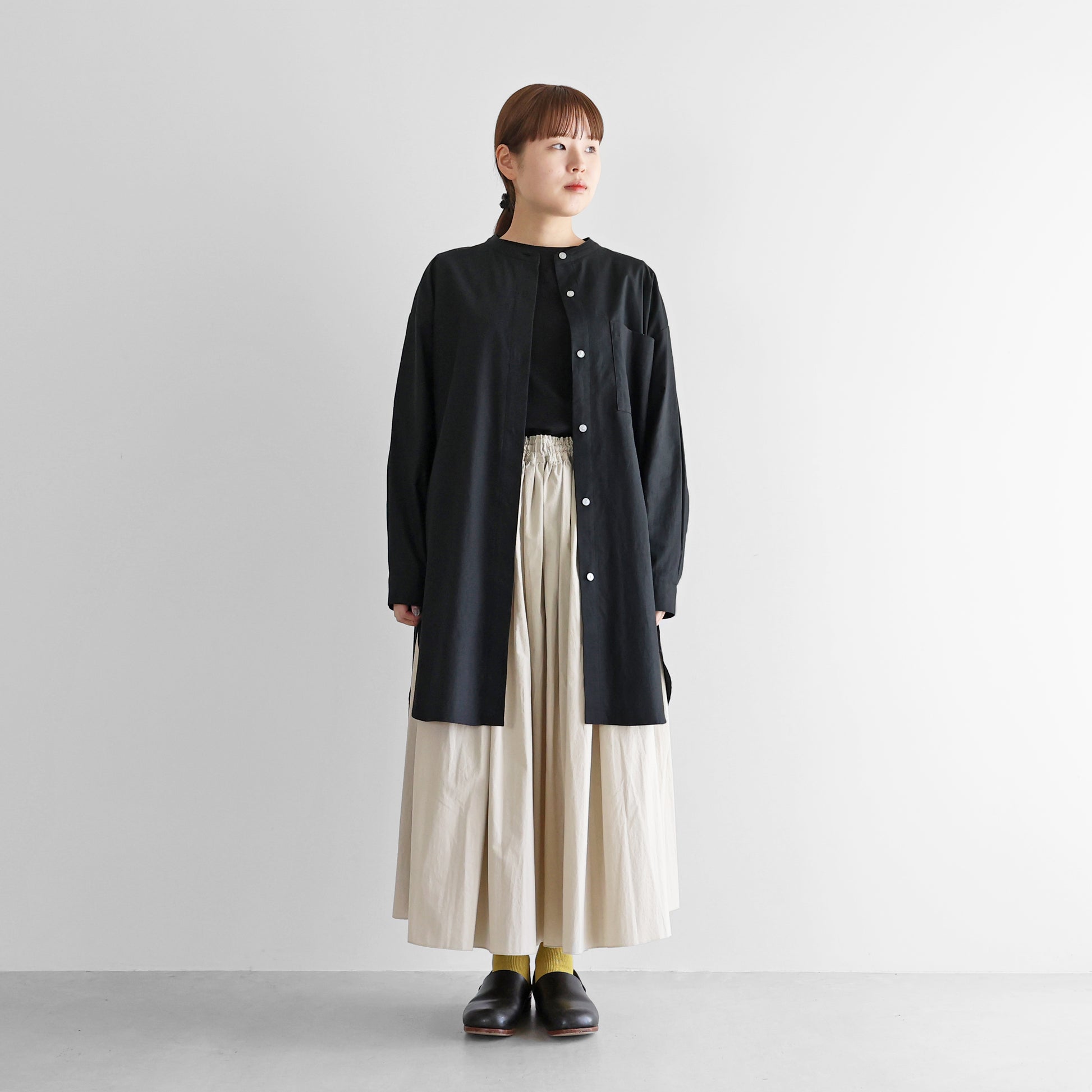 オーガニックコットンビエラ比翼ロングシャツ【レディス】021