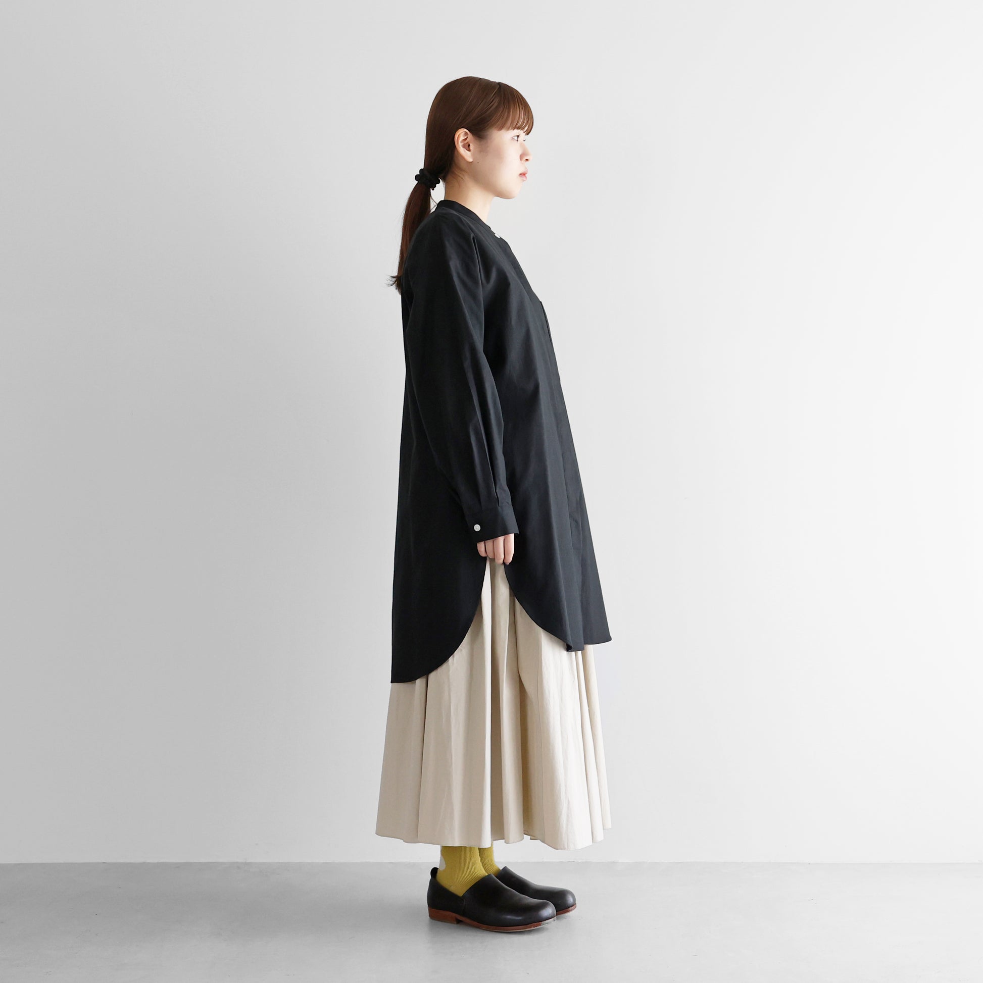 オーガニックコットンビエラ比翼ロングシャツ【レディス】021