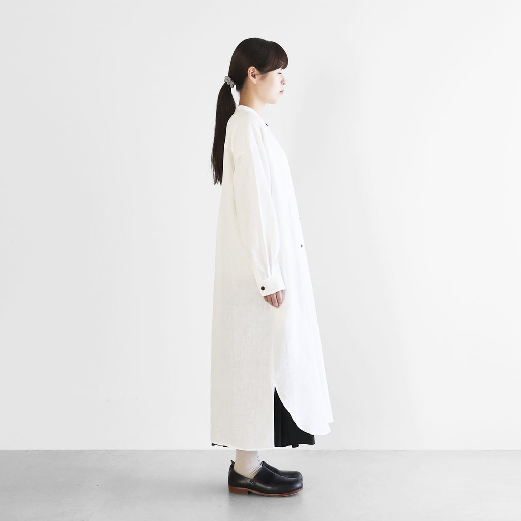 オールドレピアリネンバンドカラーシャツロングワンピース【レディス】 U218