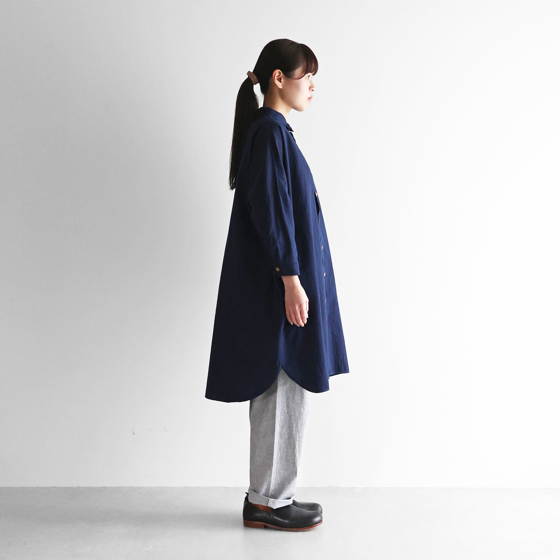 （受注生産）HUIS×sayu 本藍染めコットンロングシャツ【ユニセックス】004