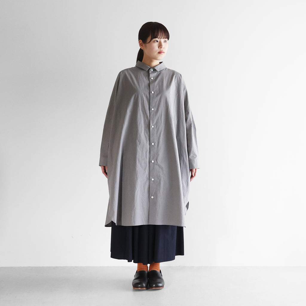 【暮らしのおへそ一田さん×HUISコラボ】タイプライタークロスコットンおへそロングシャツ【ユニセックス】IH016