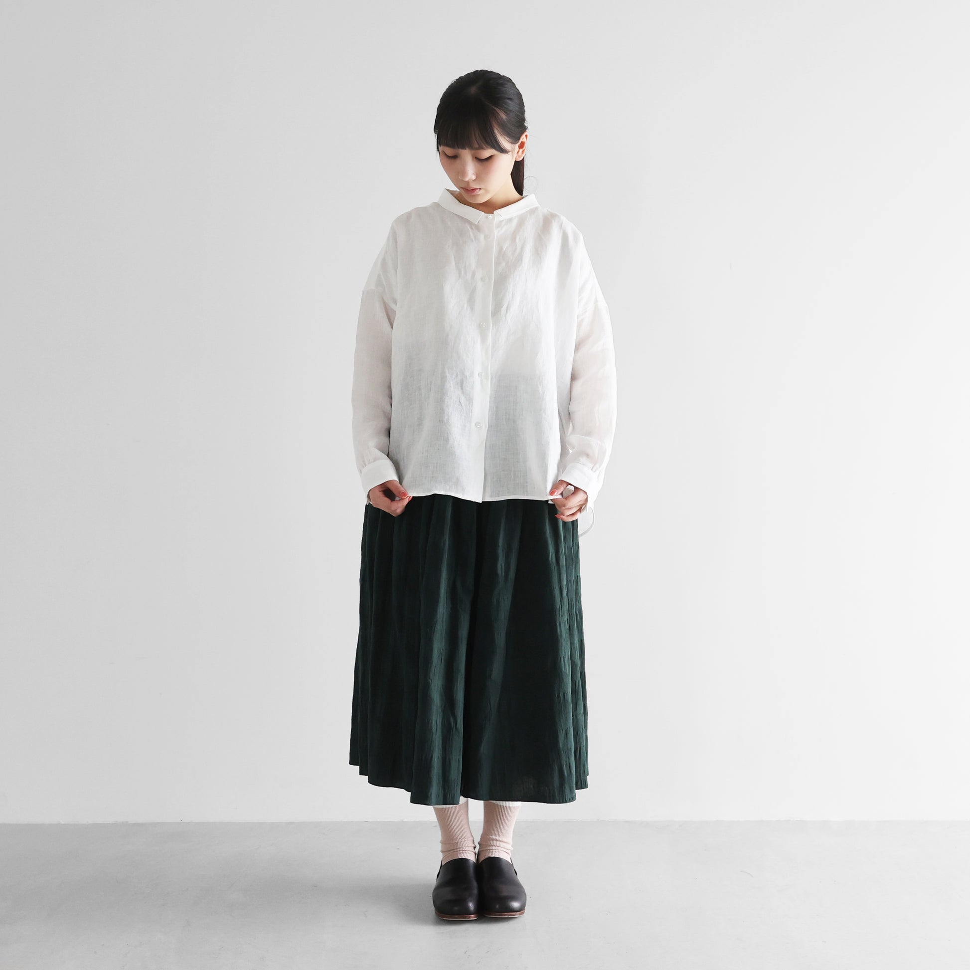 シャトルリネンライトワイドブラウスL【レディス】U102L