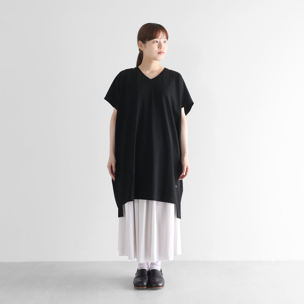 ［HUIS in house］綿麻天竺半袖Vネックワンピース【レディス】CS303