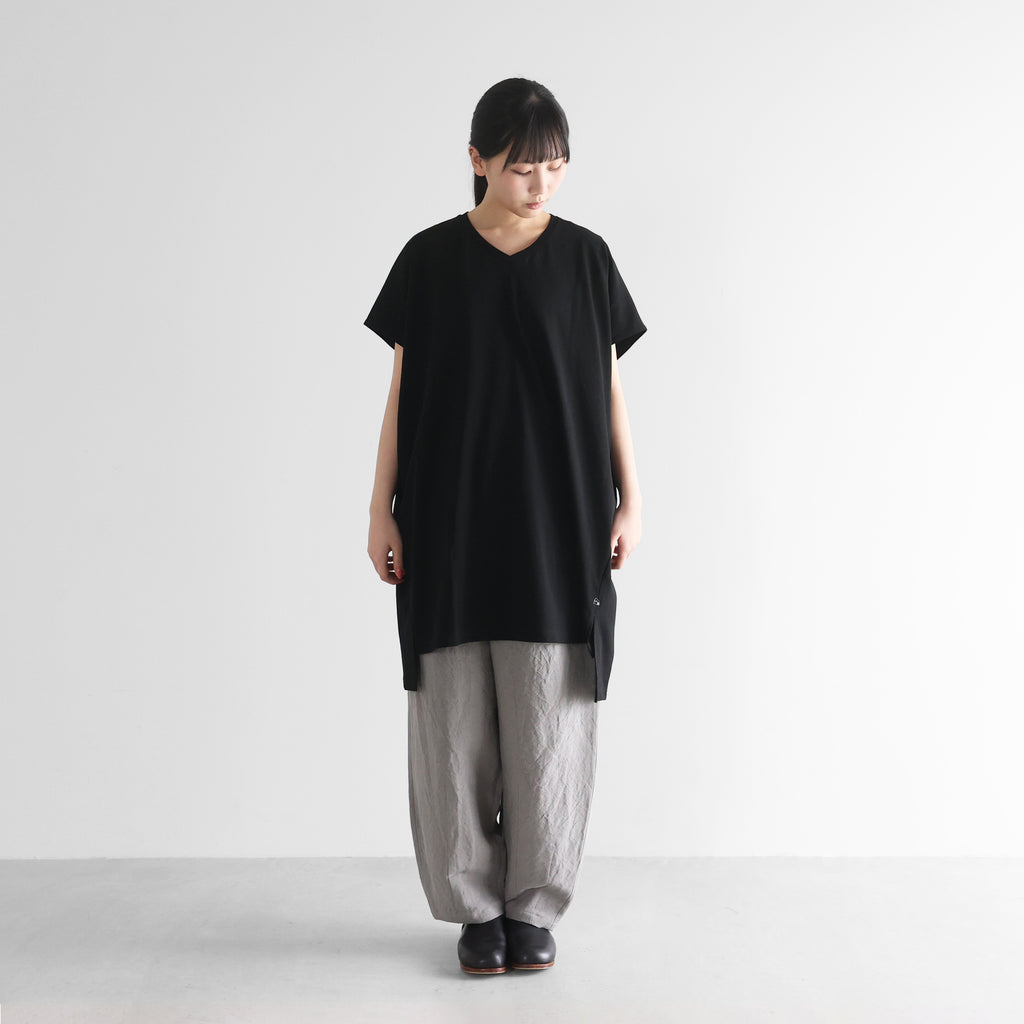 ［HUIS in house］綿麻天竺半袖Vネックワンピース【レディス】CS303