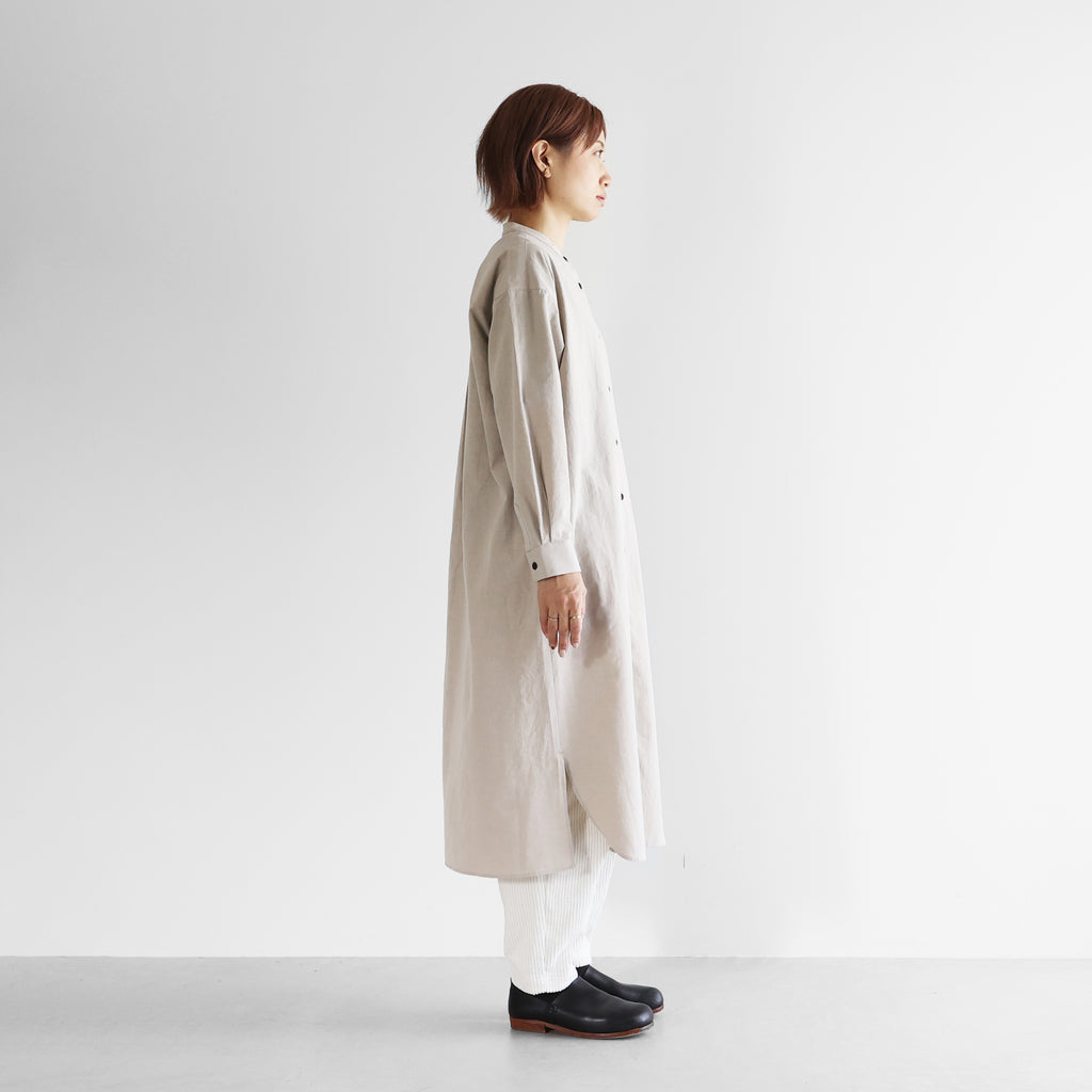 ギザコットンヘンプバンドカラーシャツロングワンピース【レディス】 U218