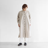 ギザコットンヘンプバンドカラーシャツロングワンピース【レディス】 U218