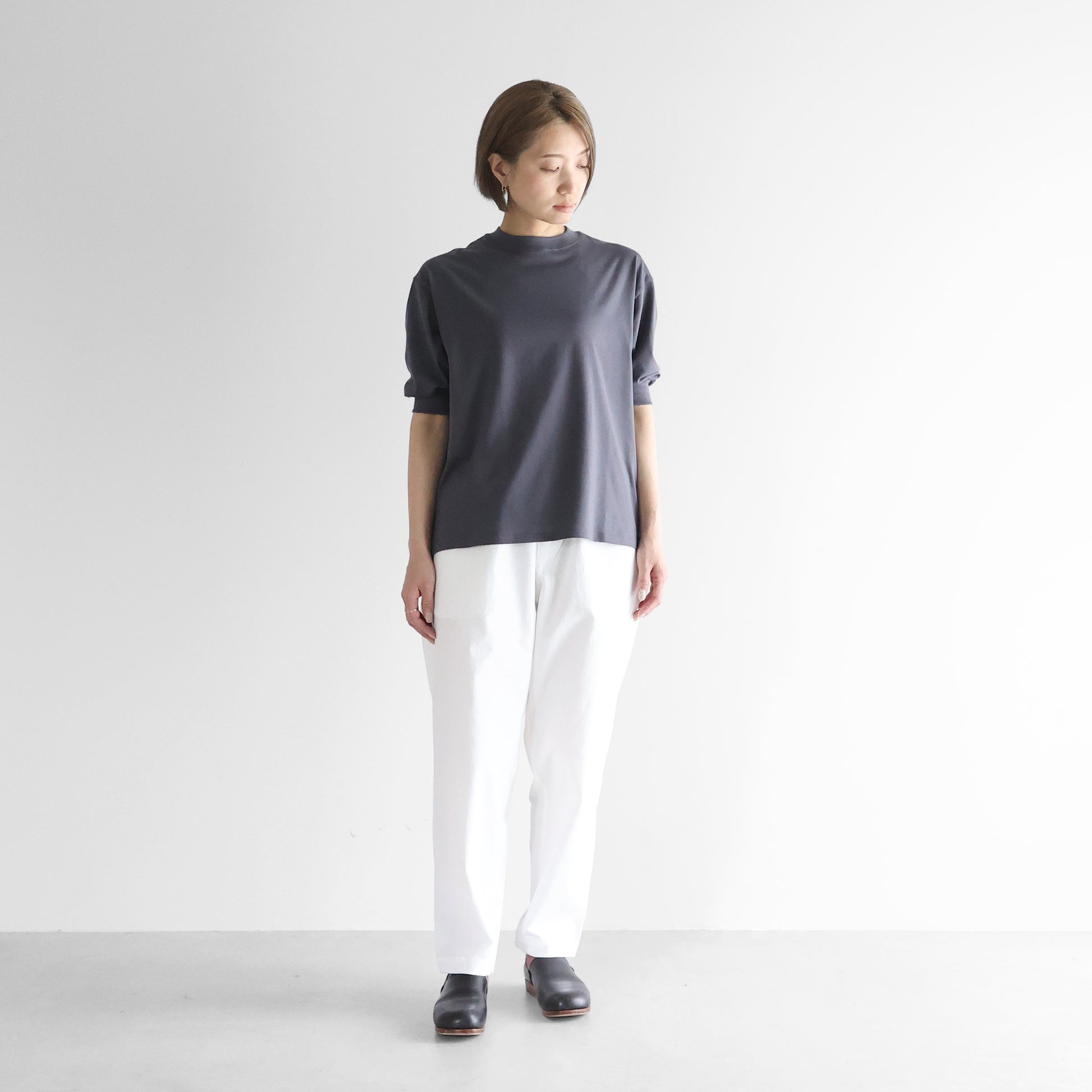 ［HUIS in house］SUVIN COTTON5分袖リブカットソー【レディス】CS106