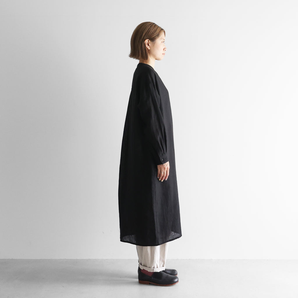 シャトルリネンライトバンドカラーシャツロングワンピース【レディス】 U218