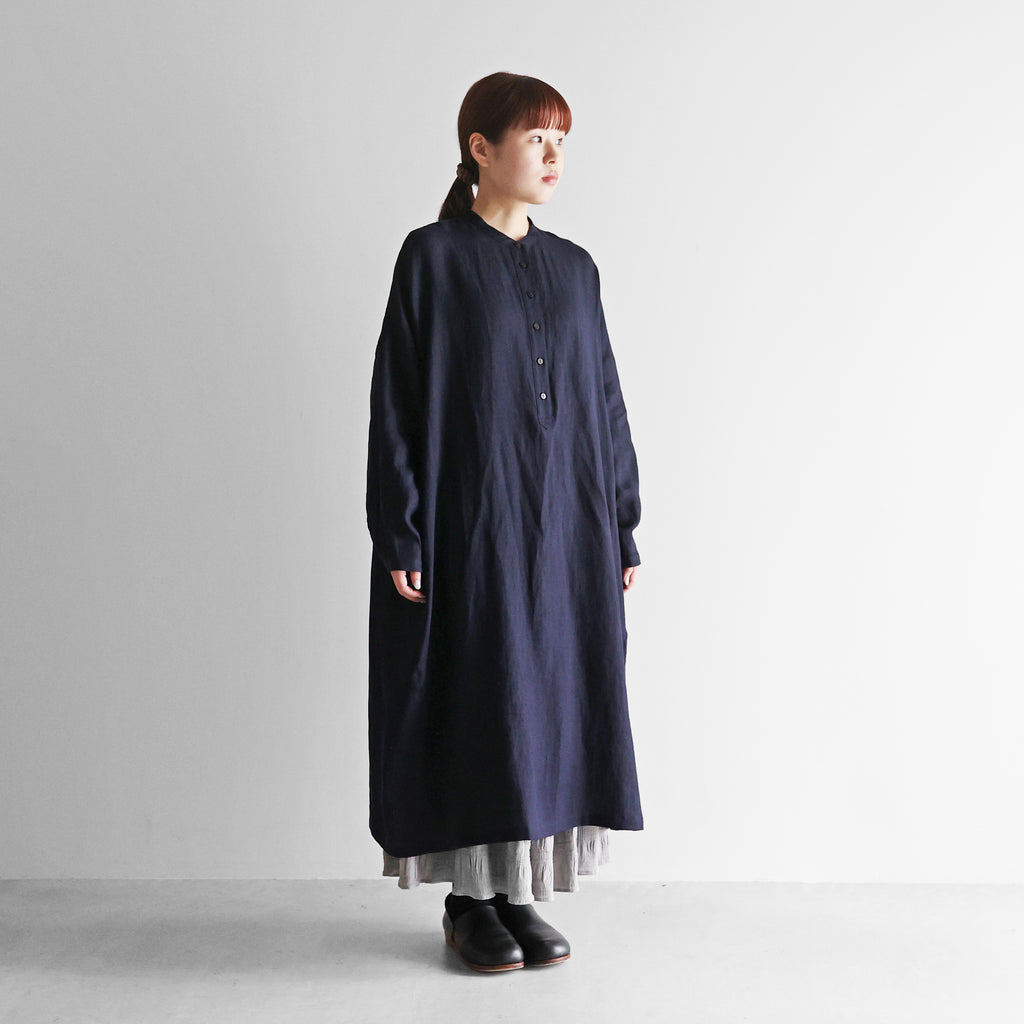 シャトルリネンバンドカラーワイドワンピース【レディス】 U213