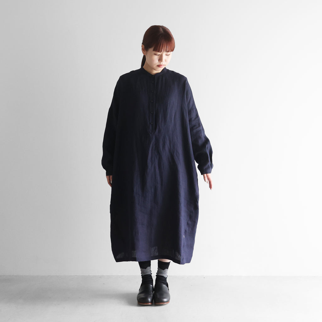 シャトルリネンバンドカラーワイドワンピース【レディス】 U213