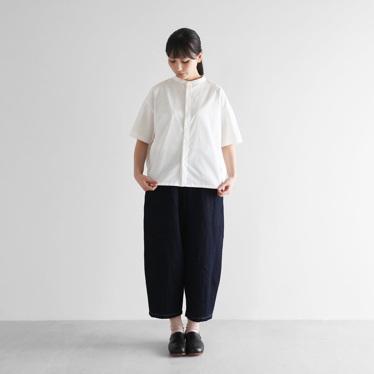 “HUIS×三備”綿麻シャトルデニムバルーンパンツ【ユニセックス】506