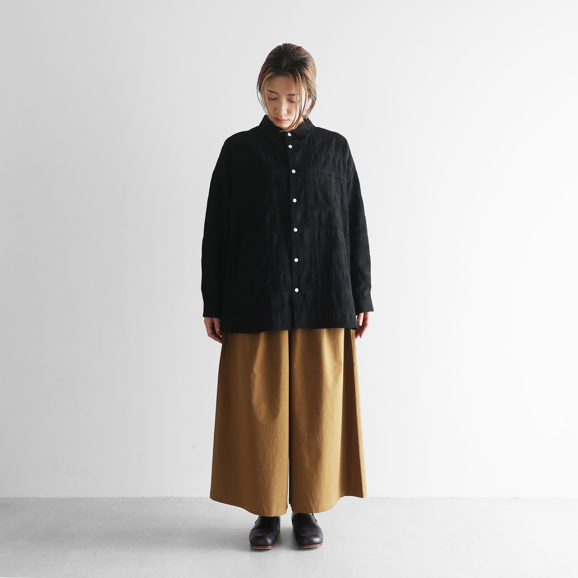 柄二重織シャトルジャガードオーバーシャツ【ユニセックス】018