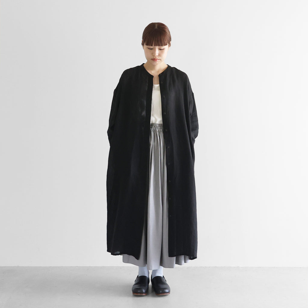 シャトルリネンライトバンドカラーシャツロングワンピース【レディス】 U218
