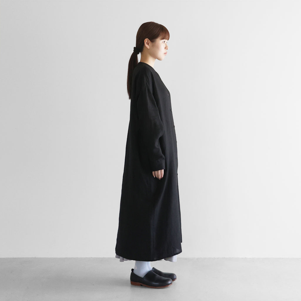 シャトルリネンライトバンドカラーシャツロングワンピース【レディス】 U218