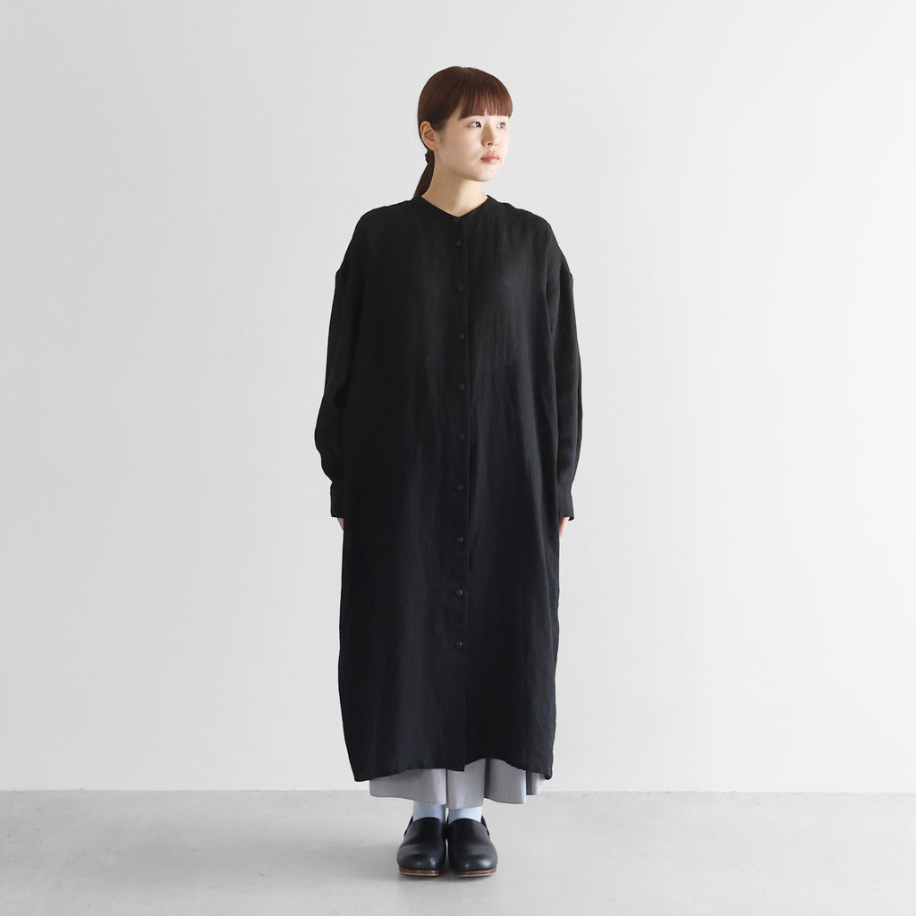 シャトルリネンライトバンドカラーシャツロングワンピース【レディス】 U218