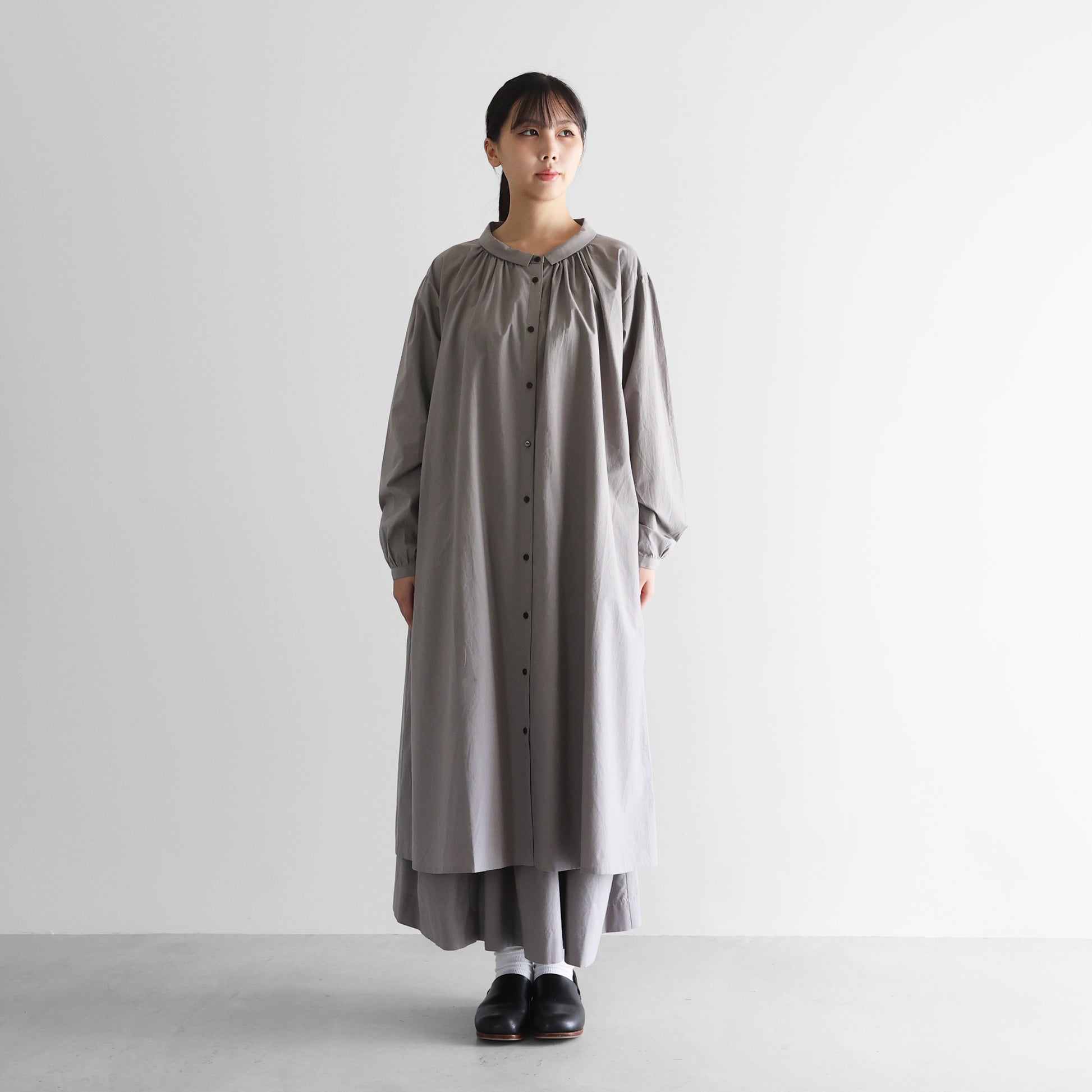 オーガニックコットン前開きロングワンピース【レディス】 U217