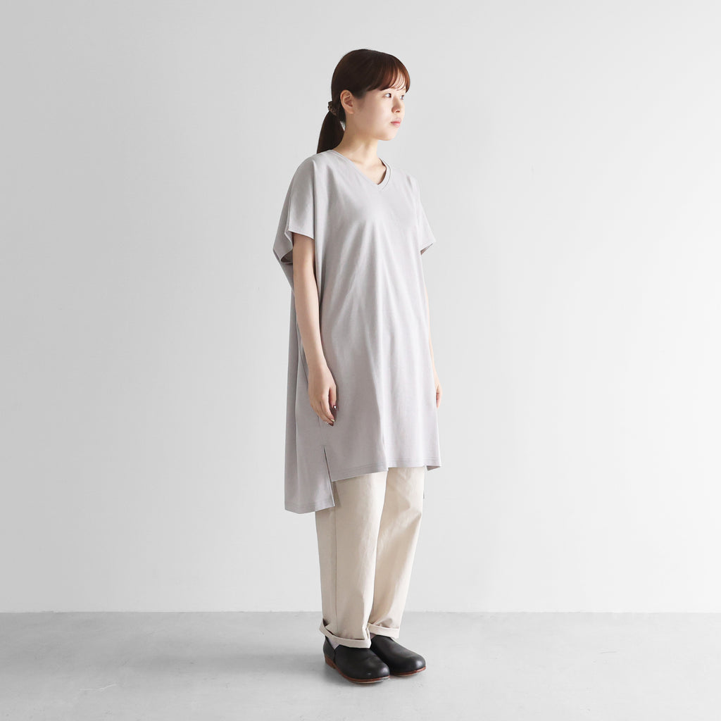 ［HUIS in house］綿麻天竺半袖Vネックワンピース【レディス】CS303