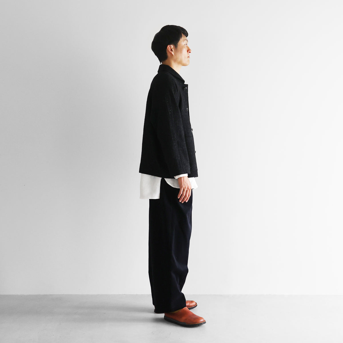 “HUIS×尾州”縮絨リネンウールショートコート【ユニセックス】319