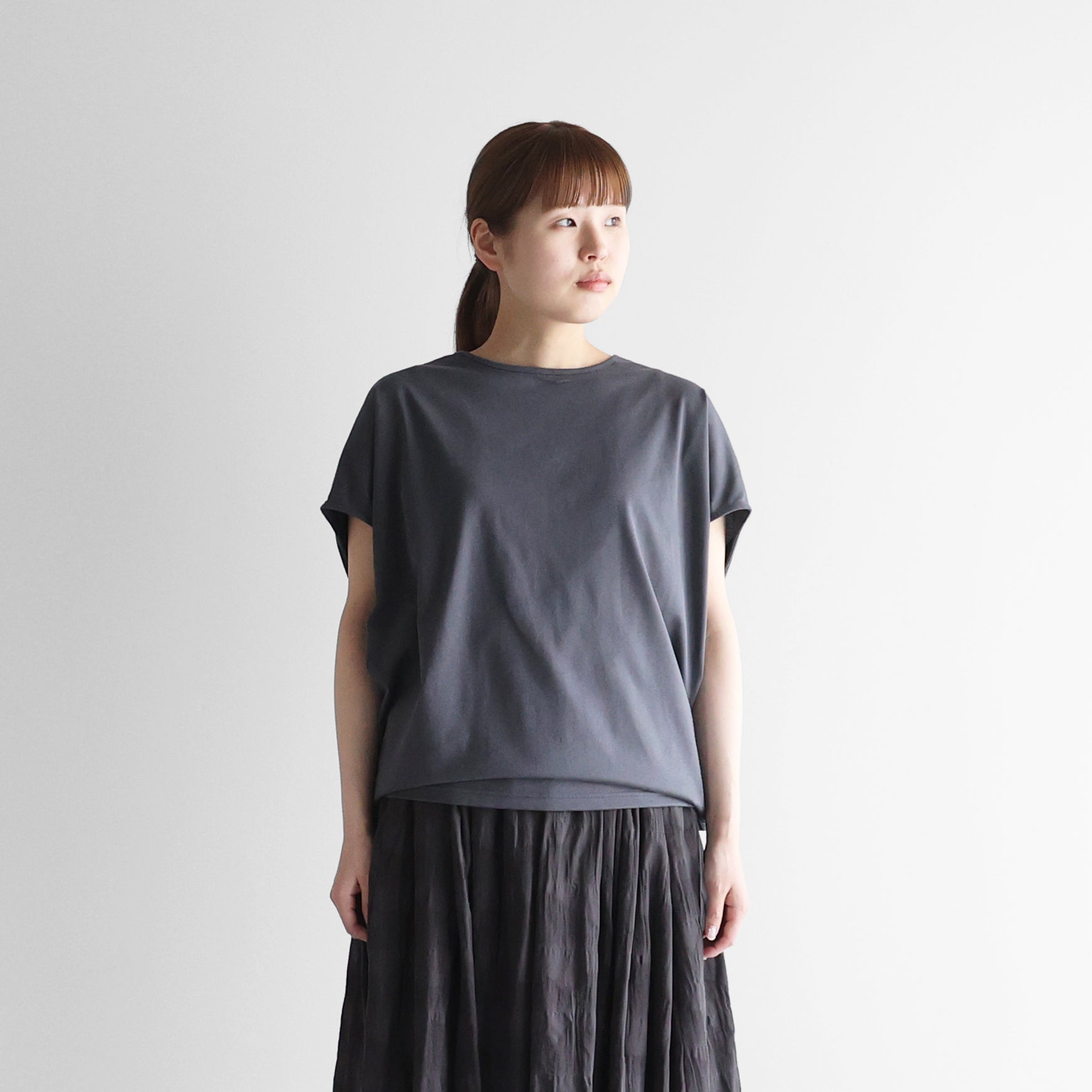 ［HUIS in house］SUVIN COTTONフレンチスリーブコクーンカットソー【レディス】CS108