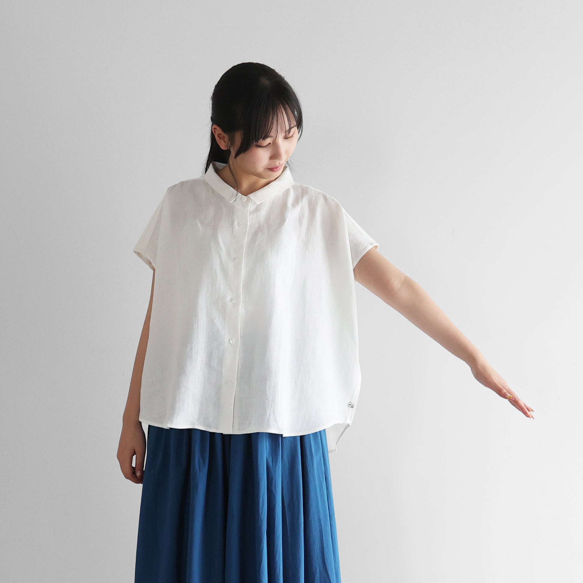 やわらかオールドレピアリネンフレンチスリーブワイドブラウス【レディス】U103
