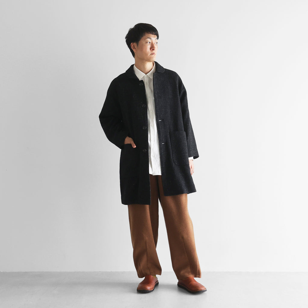 “HUIS×尾州”縮絨リネンウールミドルコート【ユニセックス】316