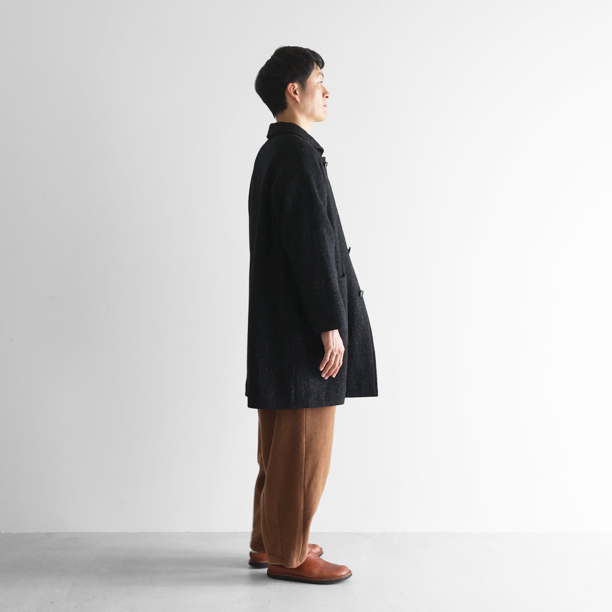 “HUIS×尾州”縮絨リネンウールミドルコート【ユニセックス】316