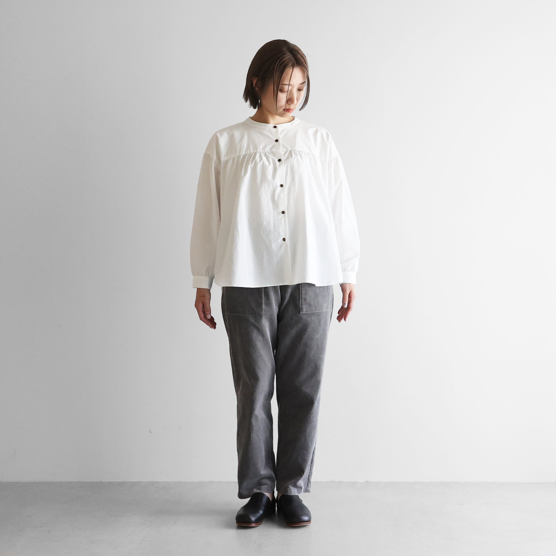 オーガニックコットンギャザーブラウス【レディス】U116