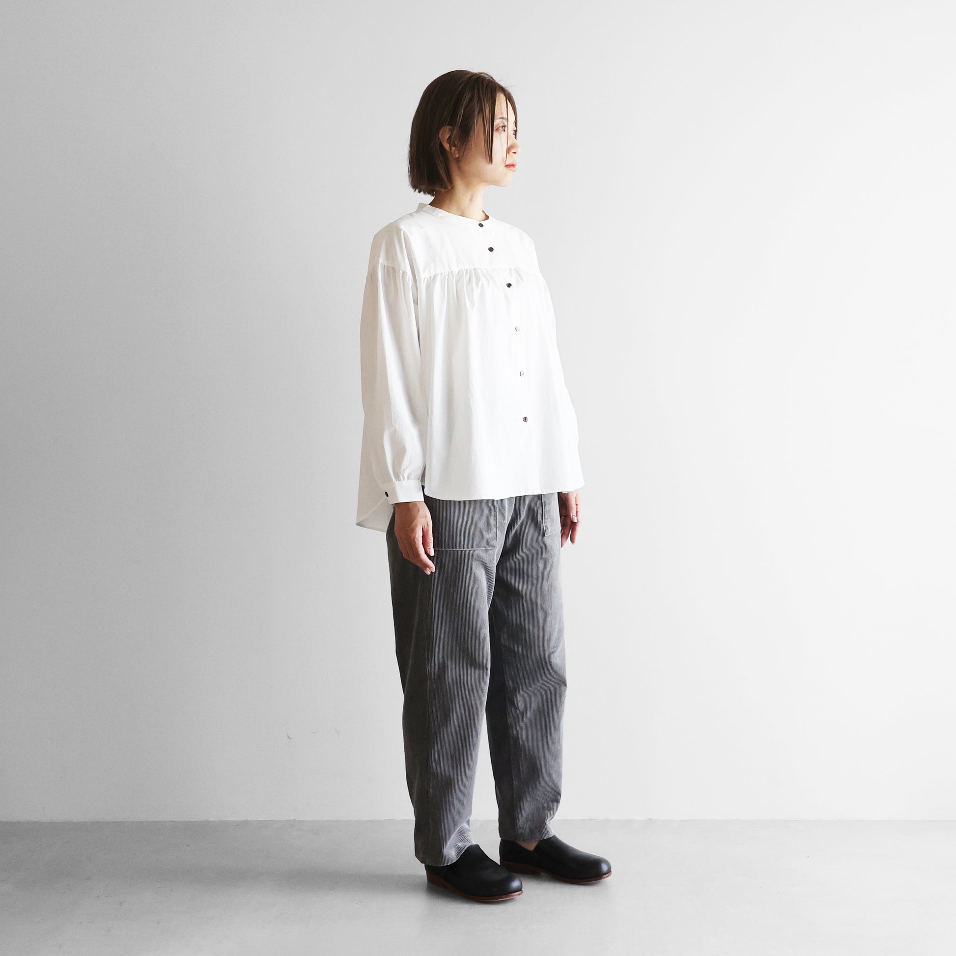 オーガニックコットンギャザーブラウス【レディス】U116