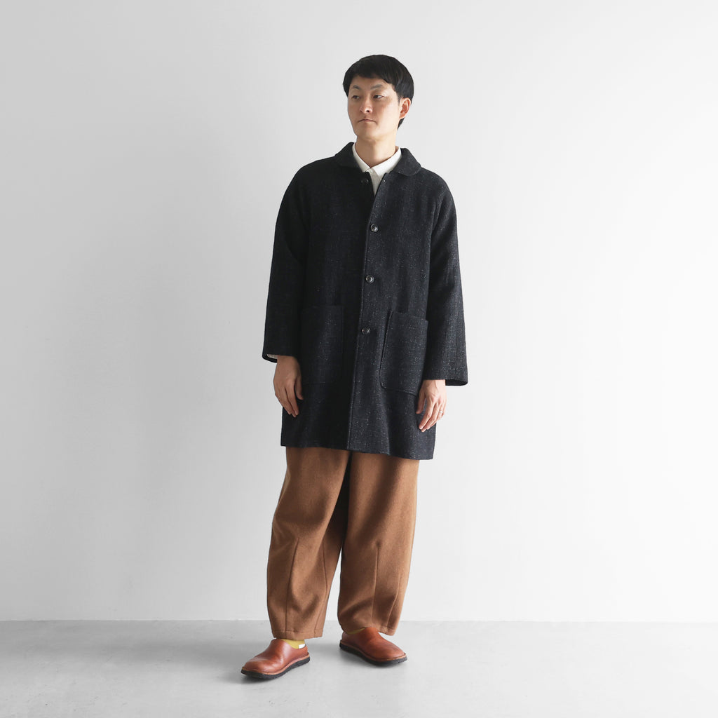 “HUIS×尾州”縮絨リネンウールミドルコート【ユニセックス】316