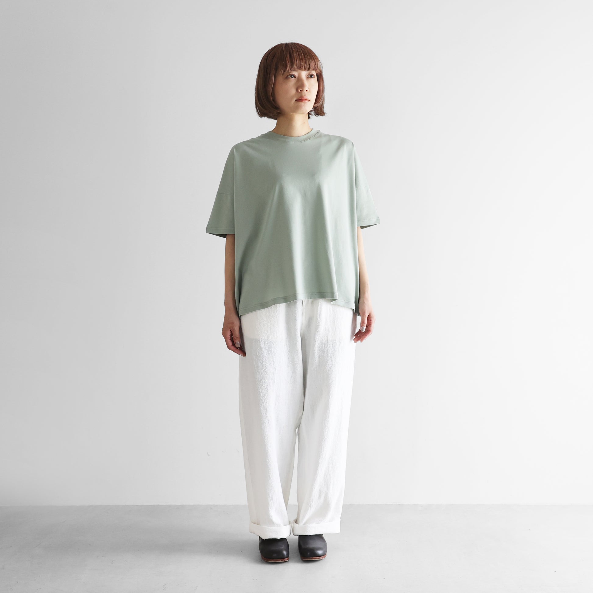 ［HUIS in house］SUVIN COTTON半袖スクエアワイドカットソーHF【レディス】CS208HF