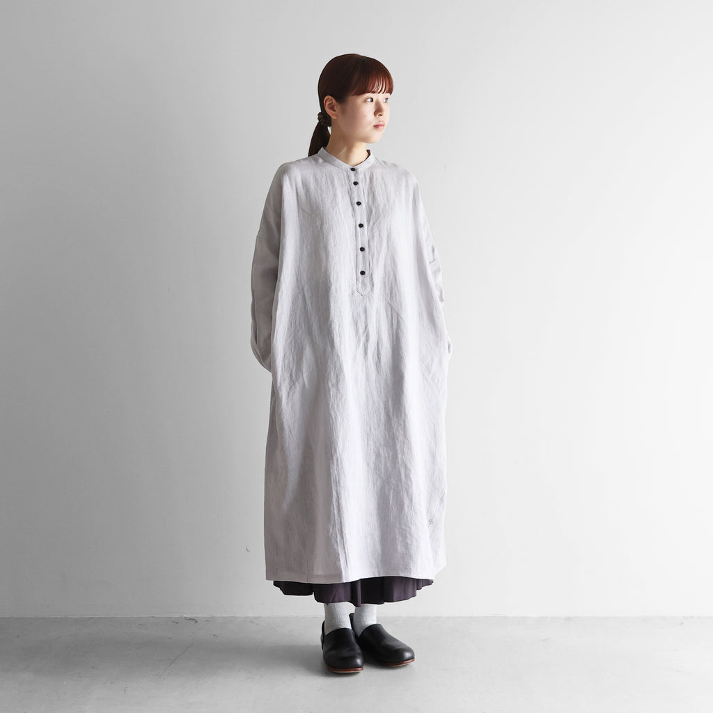 シャトルリネンバンドカラーワイドワンピース【レディス】 U213