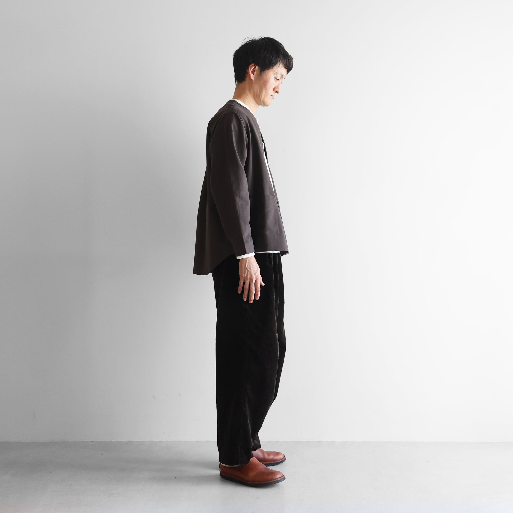 スヴィンオックスフォードノーカラーシャツジャケット【ユニセックス】010