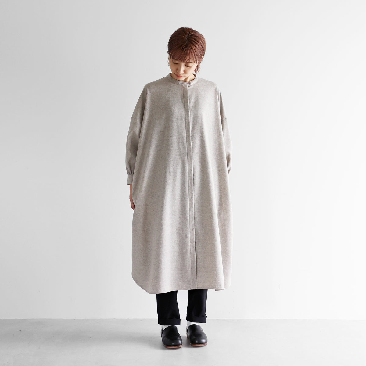 “HUIS×尾州”ウールトロバルーンスリーブワンピース【レディス】U212