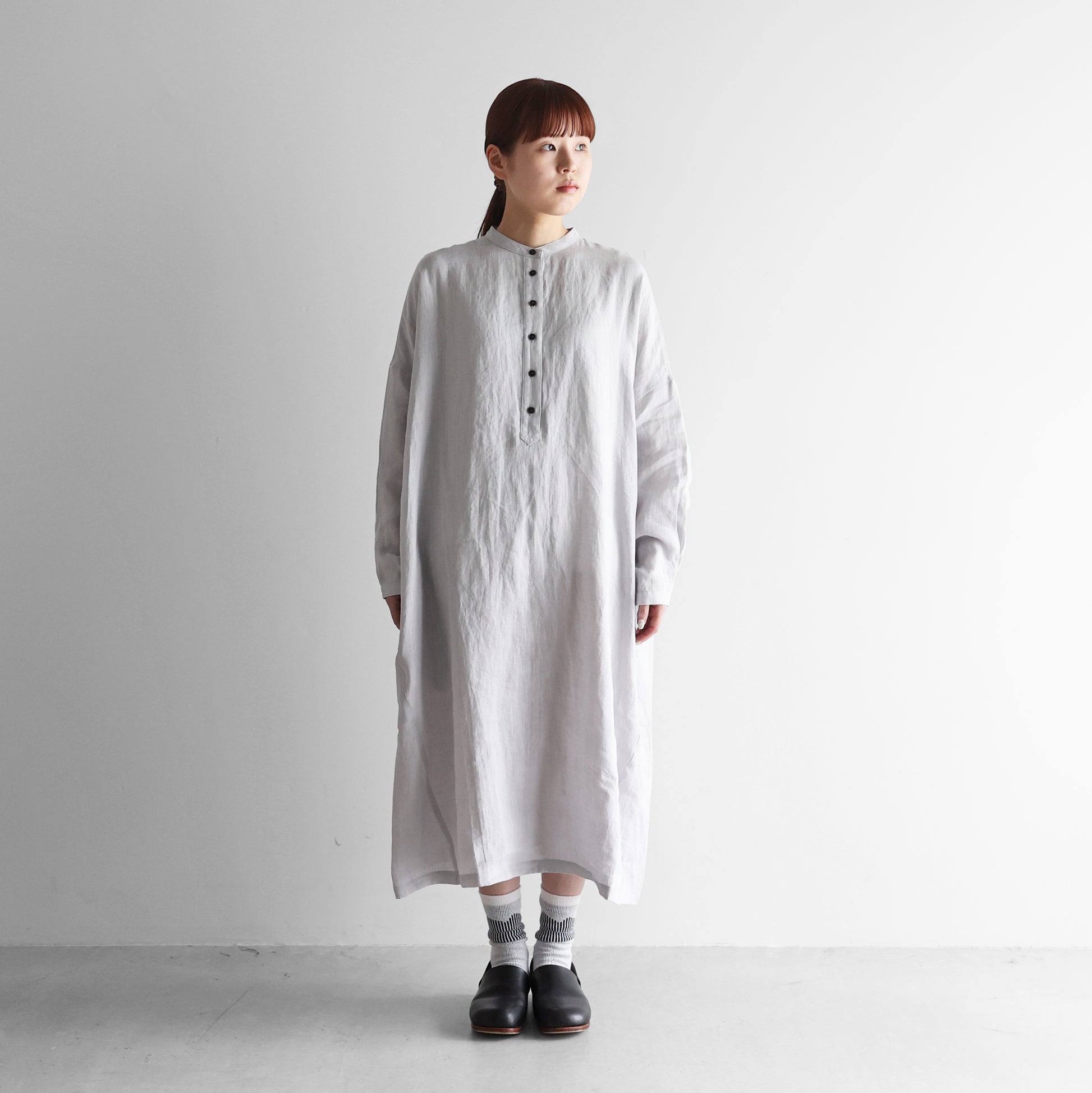 シャトルリネンバンドカラーワイドワンピース【レディス】 U213