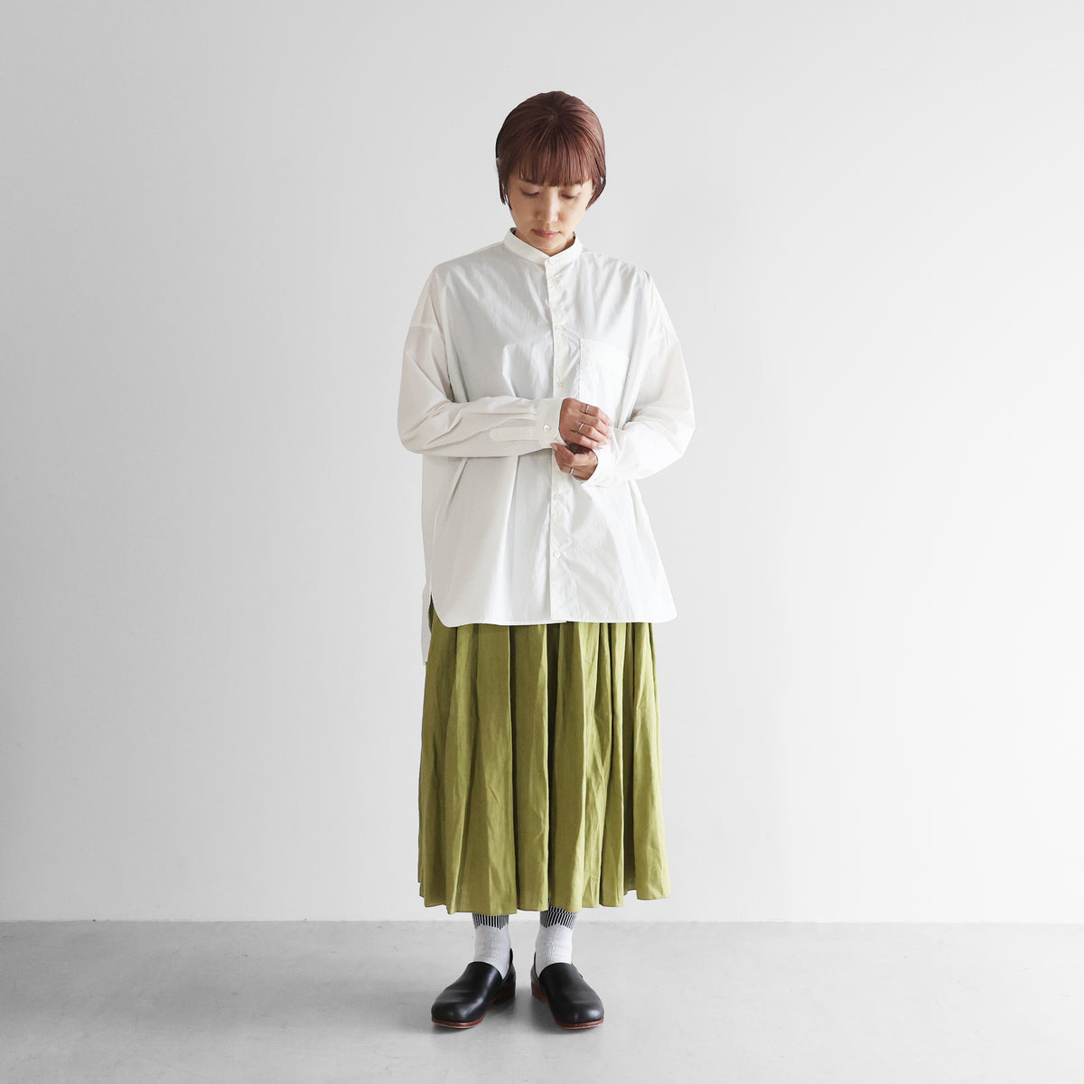 タイプライタークロスバンドカラーオーバーシャツ【ユニセックス】015