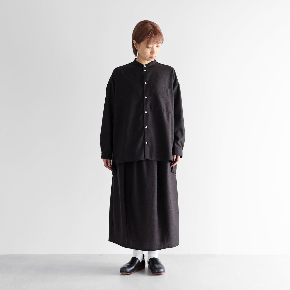 “HUIS×尾州”ウールトロコクーンスカート【レディス】U408